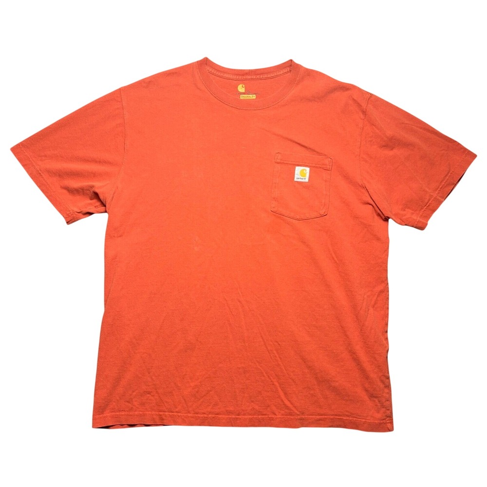 Carhartt T-Shirt Mens XL Orange K87 Original Fit Short Sleeve Pocket Workwear